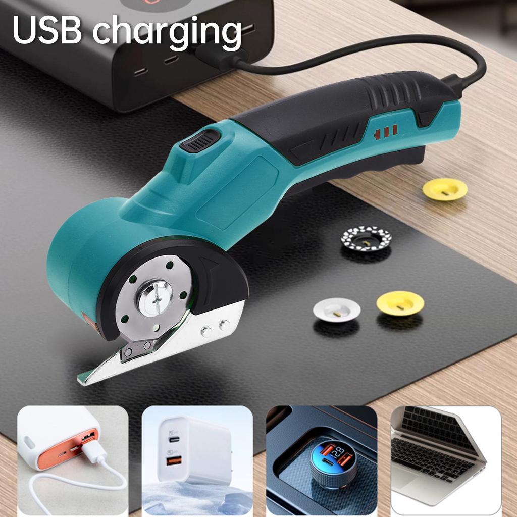 Cordless Electric Scissors 3.6V Re Able Cardboard Box Cutter Fabric Scissor with Spare Blade   Lock & LED Light for Leather Carpet Plast