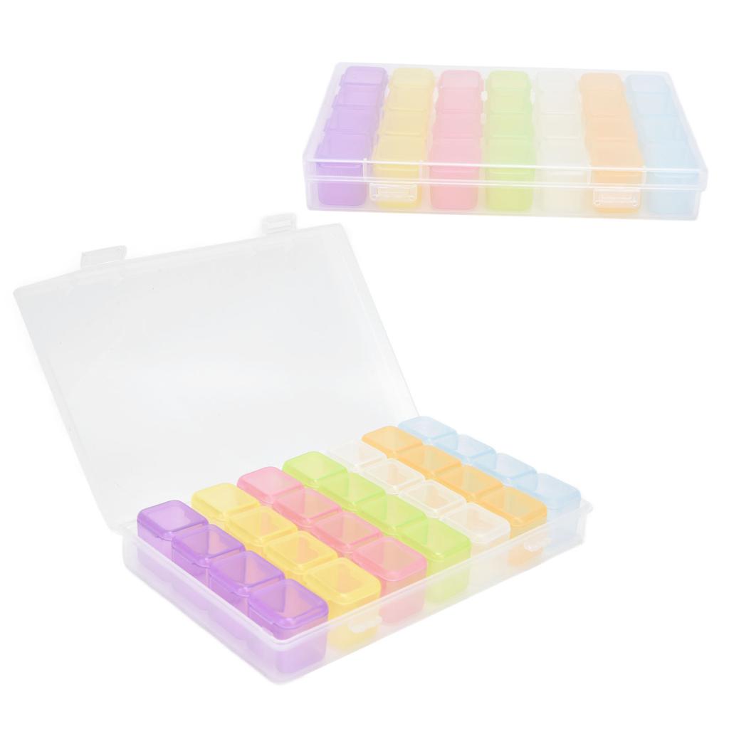 28 Slots Clear Plastic Storage Box Portable Detachable Organizer Box for Small Items Earrings
