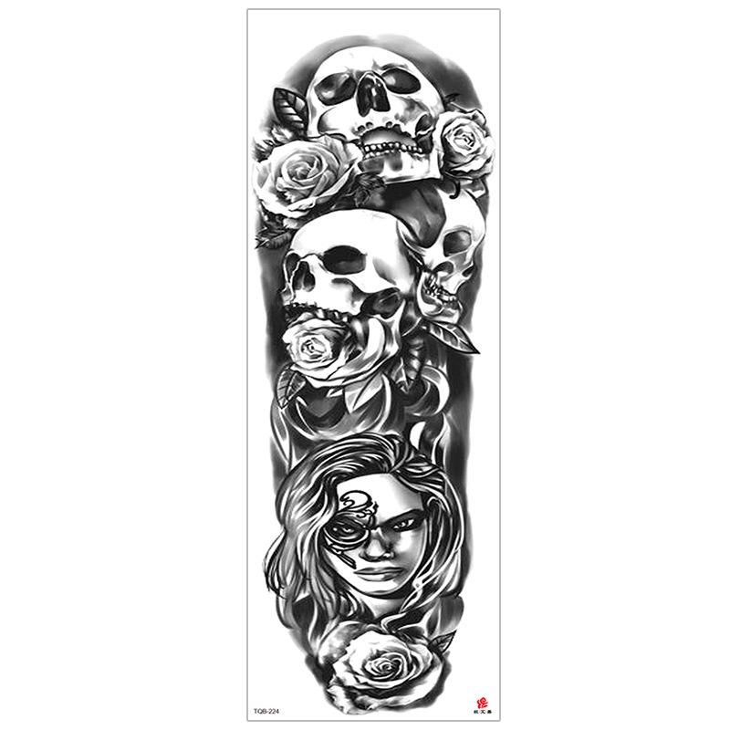 New Waterproof Full Arm Tattoo Stickers – Large Floral & Lion Design, Cross-Style, Hot Selling