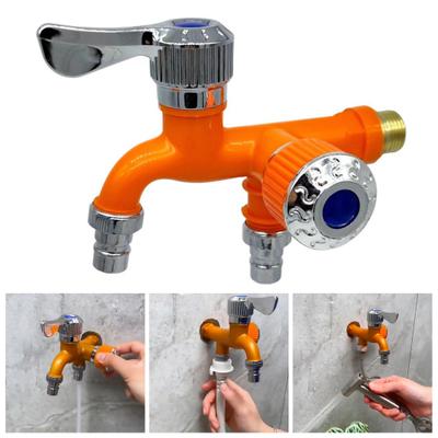 Faucet Connector Wear-resistant One In And Two Out Easy To Install Sturdy Replaceable Kitchen Bathroom Double Mouth Faucet for Washing Machine