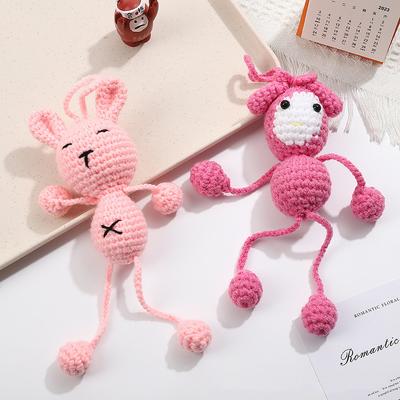 Cartoon Handmade Crochet Duck Frog Dolls Creative Knitted Design Wool Yarn Long Legs Fun Gift for Stress Relief Home Room Decor