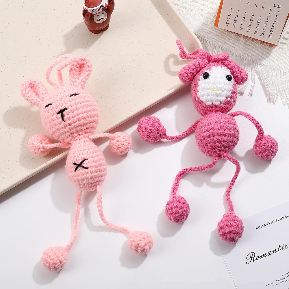 Cartoon Handmade Crochet Duck Frog Dolls Creative Knitted Design Wool Yarn Long Legs Fun Gift for Stress Relief Home Room Decor