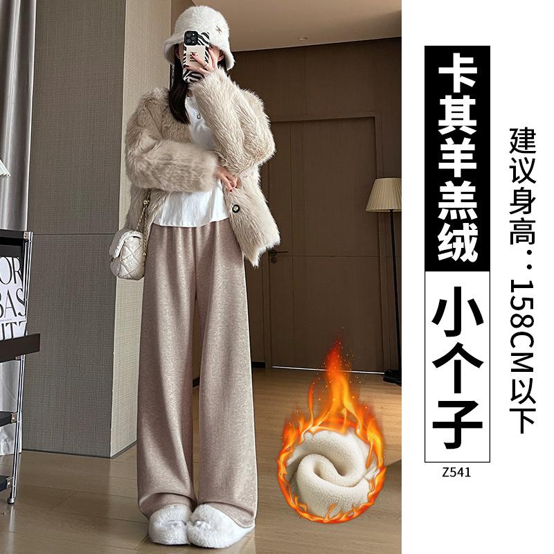 Imitation Cashmere Wide-leg Pants Women's New Autumn and Winter Small Drape Glutinous Rice Pants Casual Straight Fleece Pants