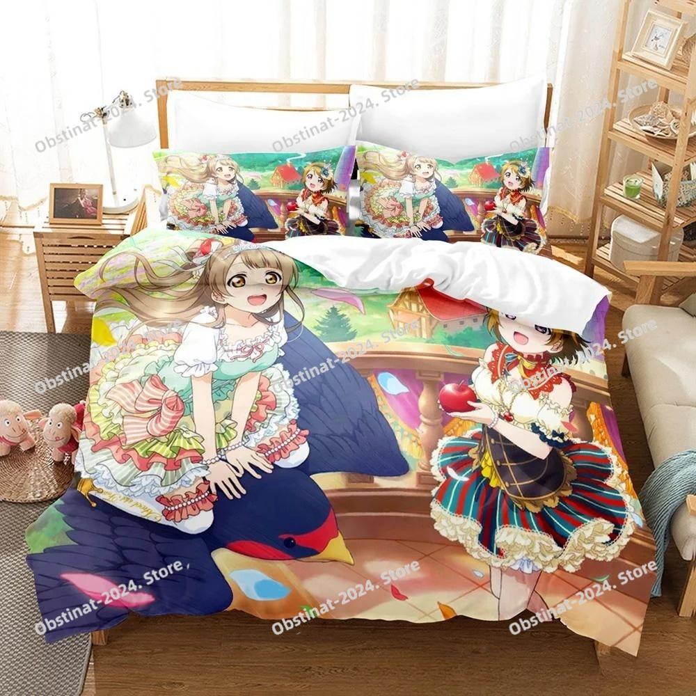Fashion New Kawaii Love Live! Bedding Set Cartoon Anime Three-piece Set Adult Kid Bedroom Duvet Cover Sets Home Textiles