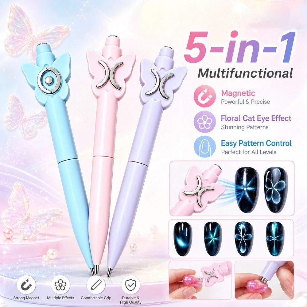Durable Construction Cat Eye Magnetic Wand Multifunctional Magnets 5-in-1 Nail Magnet Easy to Use