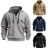 Men's Half Zip Hoodie Tactical Style Kangaroo Pocket Casual Sweatshirt