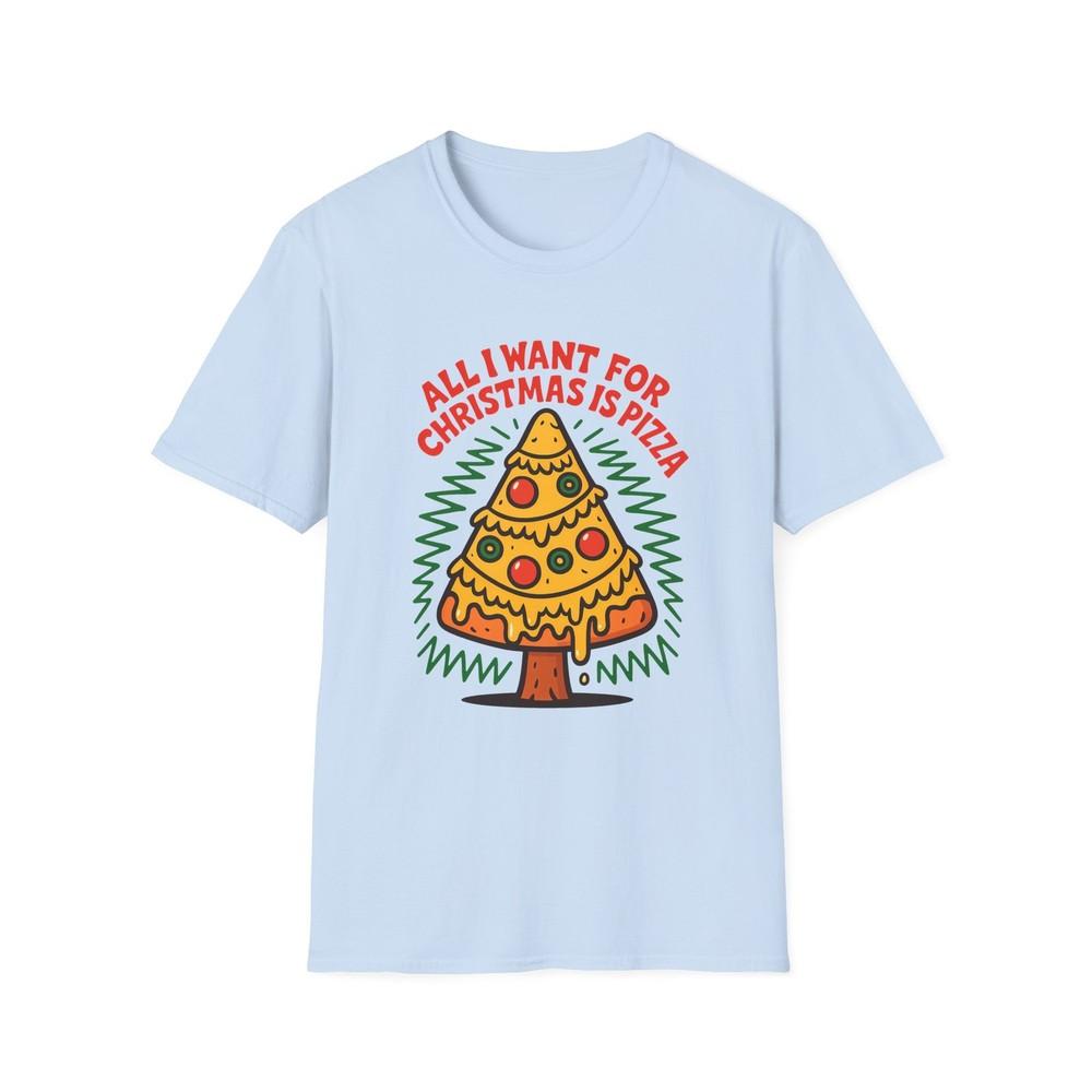 Unisex Softstyle T-Shirt Funny Pizza Slice Christmas Tree Holiday Graphic Tee