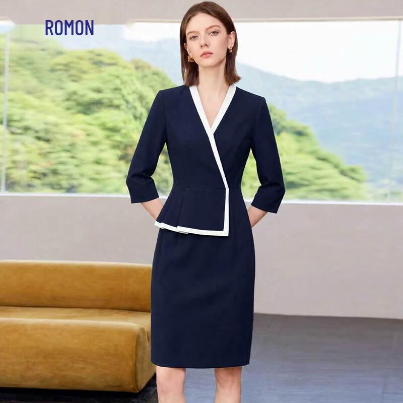 Luomeng Women s Slim Fit Professional Suit Dress L тёмно-синий