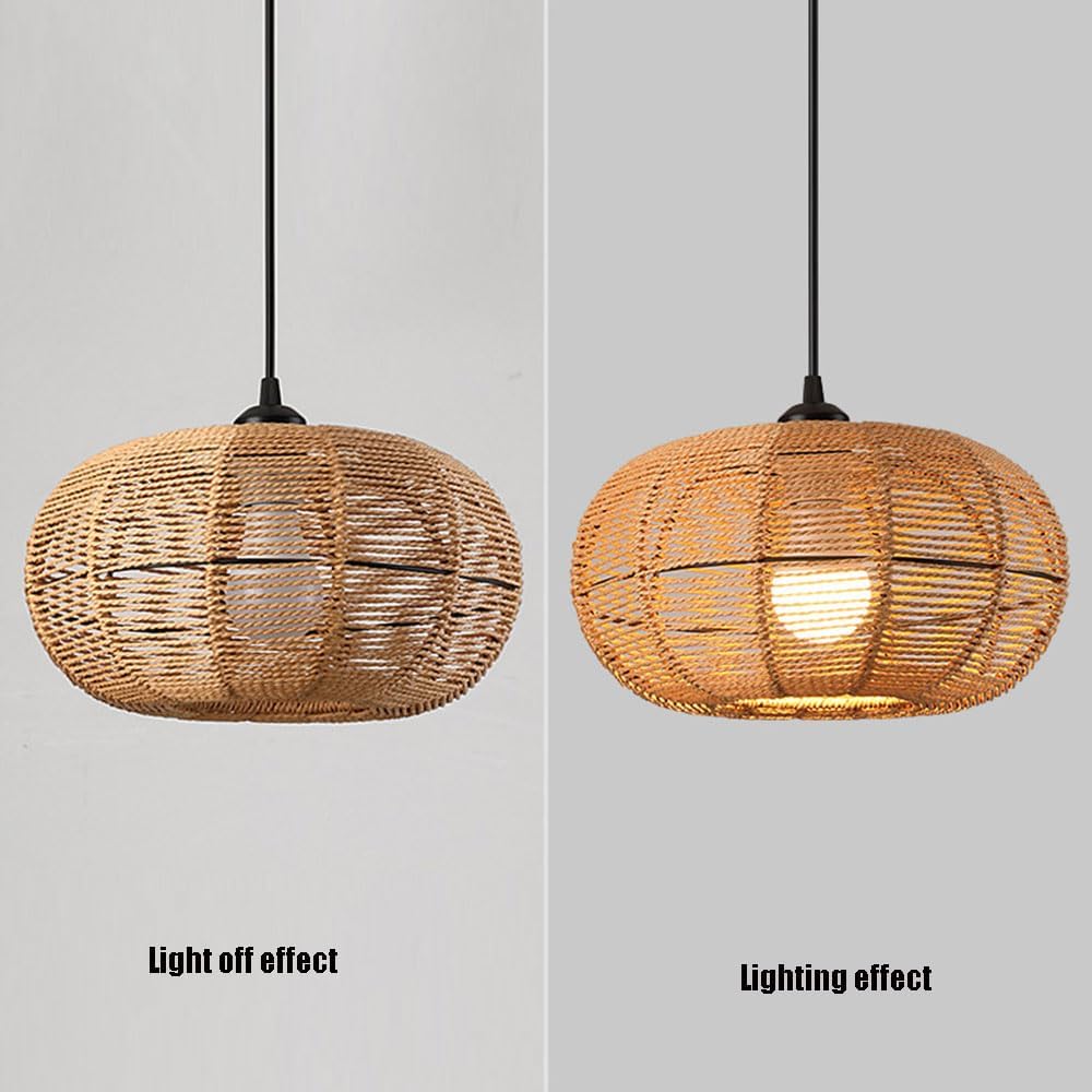 Wicker Lamp Shade Rattan Ceiling Light Chandelier Light Fixtures for Teahouses Homestays Decorative Retro Pendant Light E27 Lamp