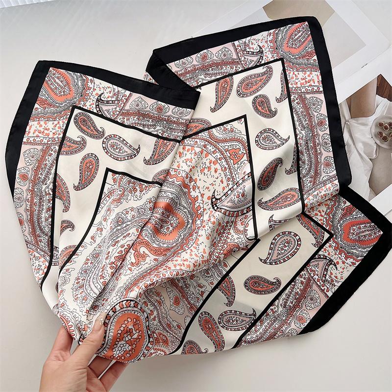 Luxury Satin Silk Scarf Square Leopard Print Women Shawl Headband Small Hair Scarves Female Handkerchief