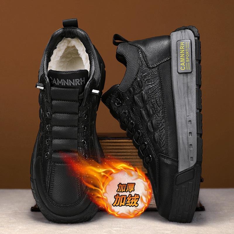 

Leather sneakers men s velvet board shoes student youth casual trendy shoes autumn and winter versatile men s shoes 2025 44