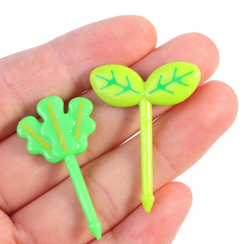8Pcs/Set Fruit Fork Toothpick Leaves Decoration Lunch Box Bento Accessories