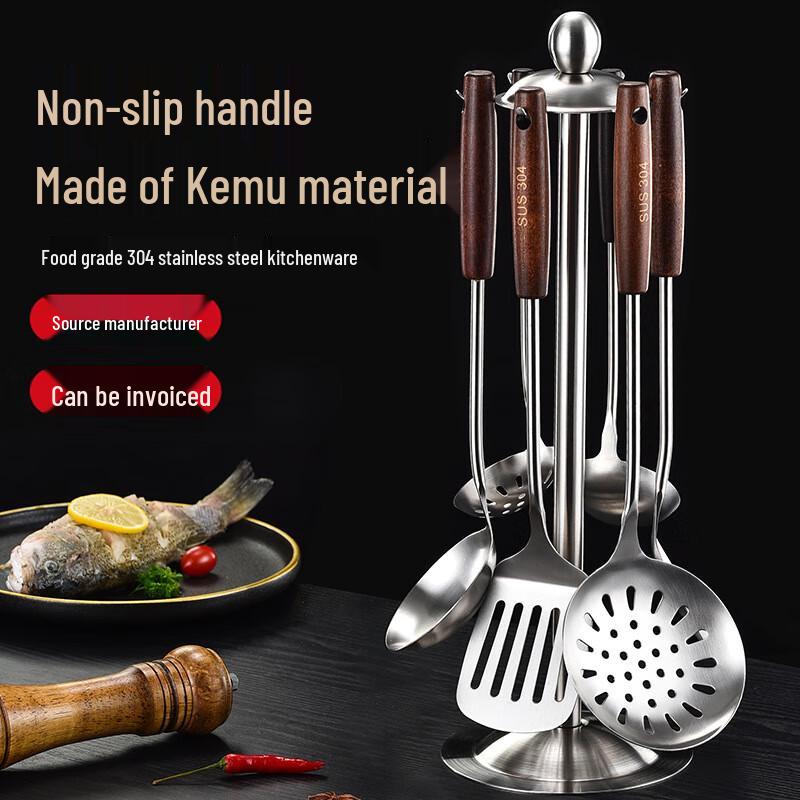 Retro Holzgriff 304 Edelstahl Perforierter Pfannenwender