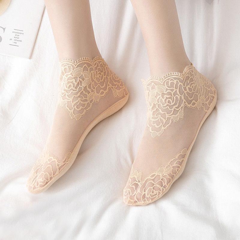 Korean Style Mid-Calf Lace Ankle Socks - Breathable, Anti-Snag Mesh for Spring/Summer