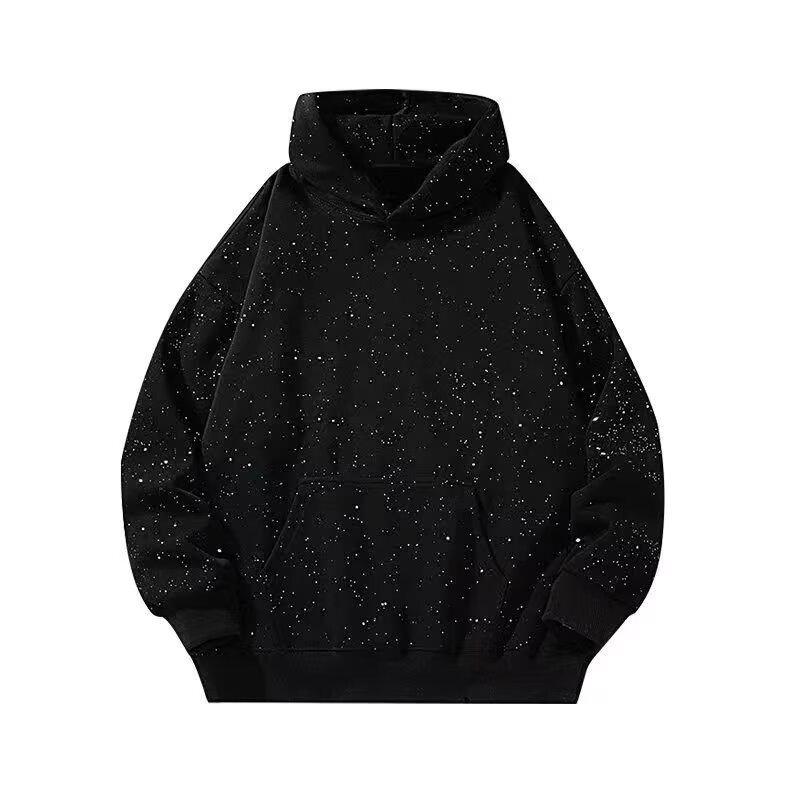 

Tide Rhinestone Hoodie: Unisex Oversized Shiny Sweatshirt for Autumn & Winter M чёрный