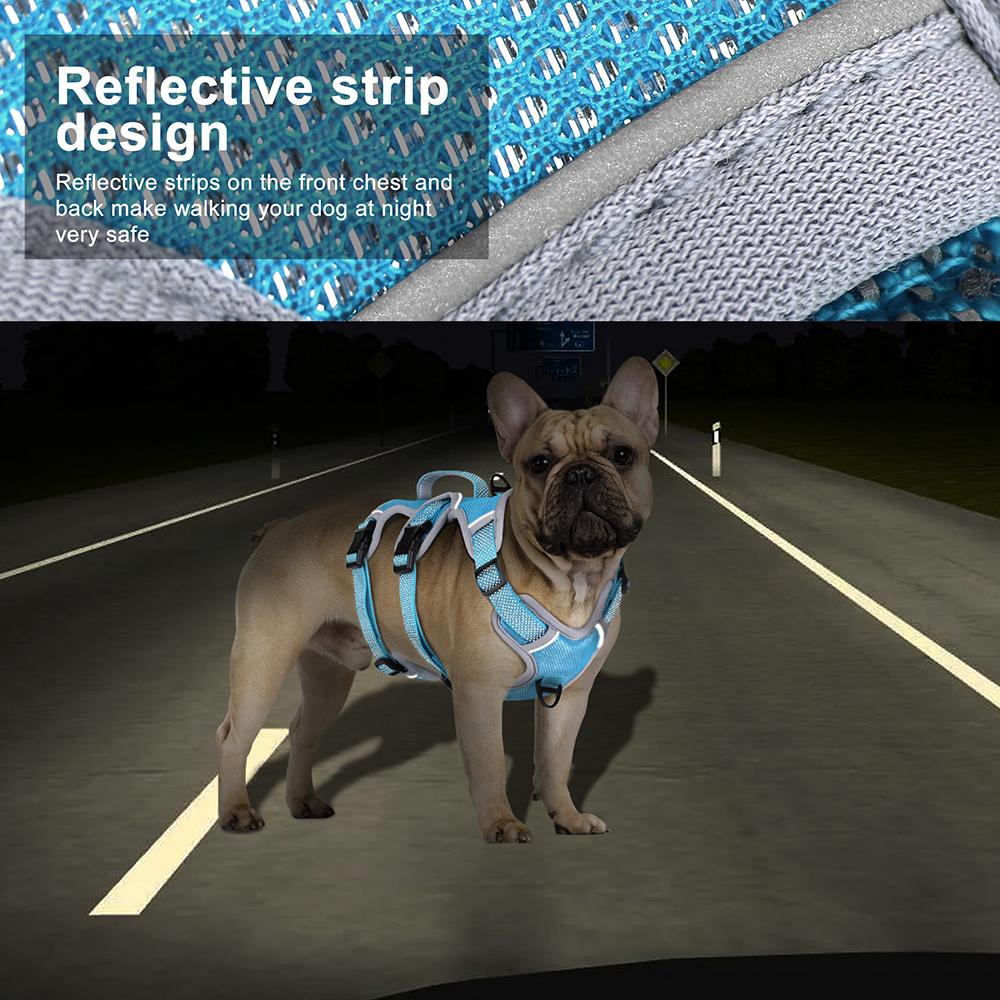 Reflective Nylon Dog Harness Mesh Breathable Dog Harnesses Pet Training Vest With Control Handle for Small Medium Large Dogs Pug