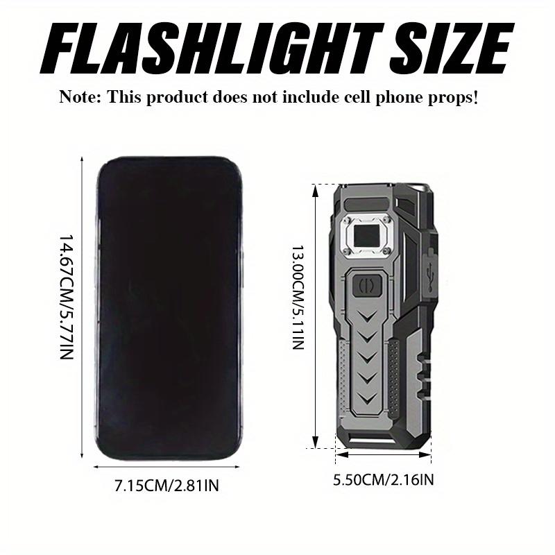 Helle 8-LED-Taschenlampe mit COB-Seitenlicht, aufladbar, in 6 Modi einstellbar, Leistungsanzeige, Metallclip und Magnet, geeignet für Wandern, Notfälle, Lesen