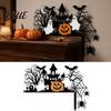 Halloween Door Topper with Castle Ghost Pumpkin Spider and Bat Silhouette 2D Flat Three Dimensional Hanging Acrylic Corner Decor Gothic Frame