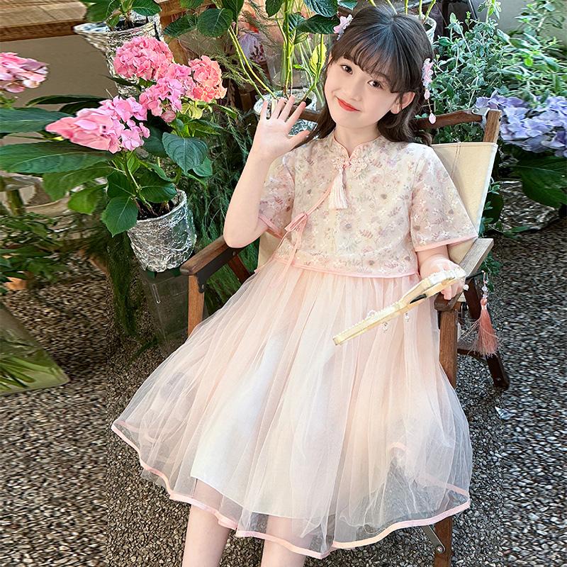Girls' dress summer dress 2026 new style children's western-style Chinese style dress, girls' fashionable Chinese cheongsam princess dress