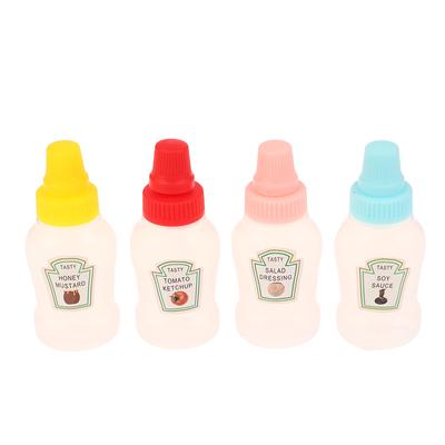 4 Stück/Set Mini Saucenflasche Ketchup Honig Salatbehälter Flaschen Tragbare Saucengläser Aufbewahrung Lunchbox Dressing Spender
