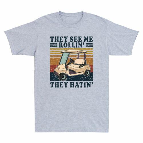 Retro Golf Cart They See Me Rollin’ They Hatin' Vintage Men's T-Shirt Sport Grey
