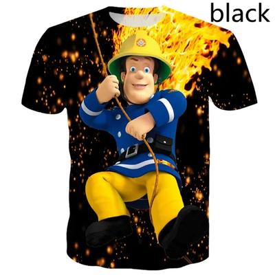 Feuerwehrmann Sam rettet T-Shirt für Kinder und Jungen, kurzärmelig, 3D-Druck, Kindersicherheitserziehung, Animations-T-Shirt, modische Oberteile