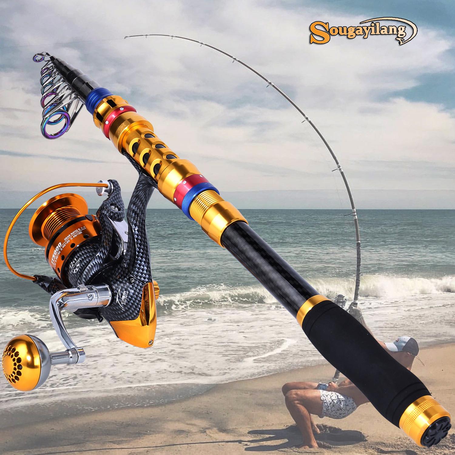 

Удочка со спиннинговой катушкой Комбинированные удочки из углеродного волокна Выдвижная морская удочка и рыболовные катушки 2.7mRod&5000Reel