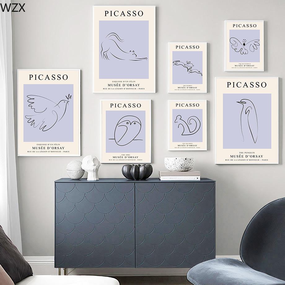 Abstract Picasso Elephant Mouse Bird Cat  And Prints Wall Art Canvas Painting Wall Pictures For Living Room DecorNordic Posters