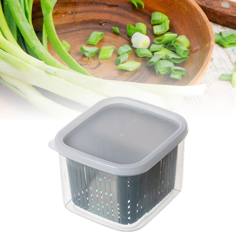 2PCS PP Vegetable Fruit Storage Container 2 Compartments Fridge Storage Organizer  Home Storage