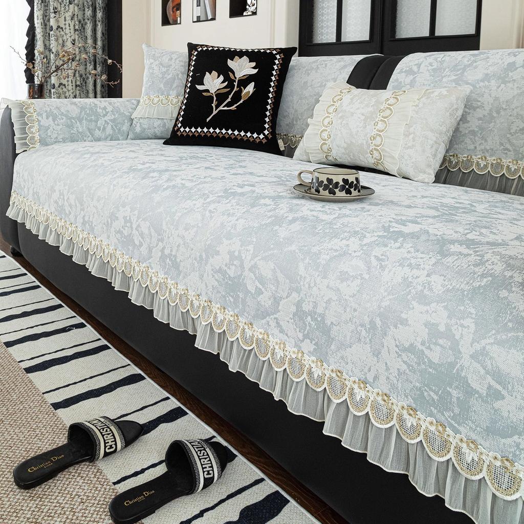 French sofa cushion 2025 new light luxury high-end non-slip seat cushion universal in all seasons straight leather sofa cover