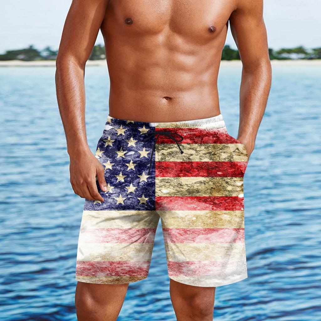 Herren Shorts mit Aufdruck zum Unabhängigkeitstag, lässige Mode-Shorts, bedruckt, lockere, atmungsaktive Shorts