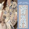 Recommended Pajamas Female Cute Cartoon Kitten Short-Sleeved Trousers Lazy House Cardigan Loungewear Can Be Worn Outside