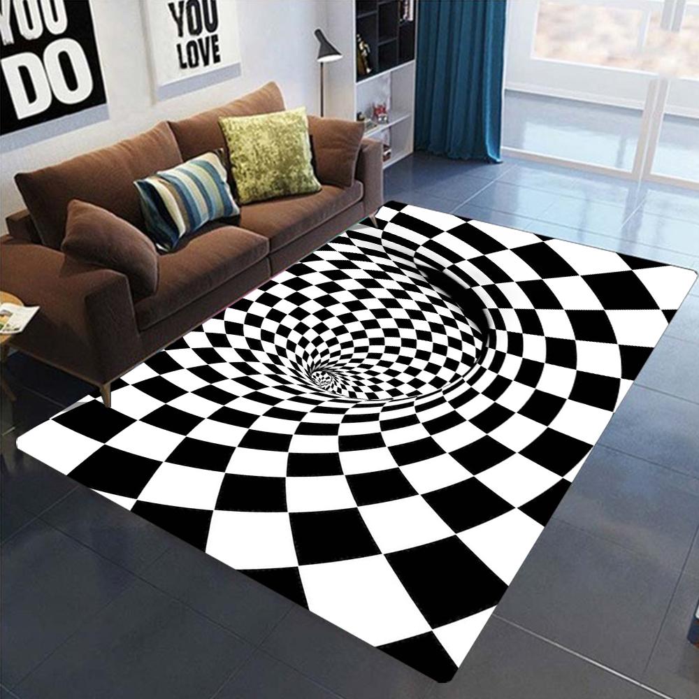 Stereoscopic Line Dizziness Carpet Living Room Sofa Home Decoration Large Carpet Anti Slip Bedroom Bedside Coffee Table Foot Pad