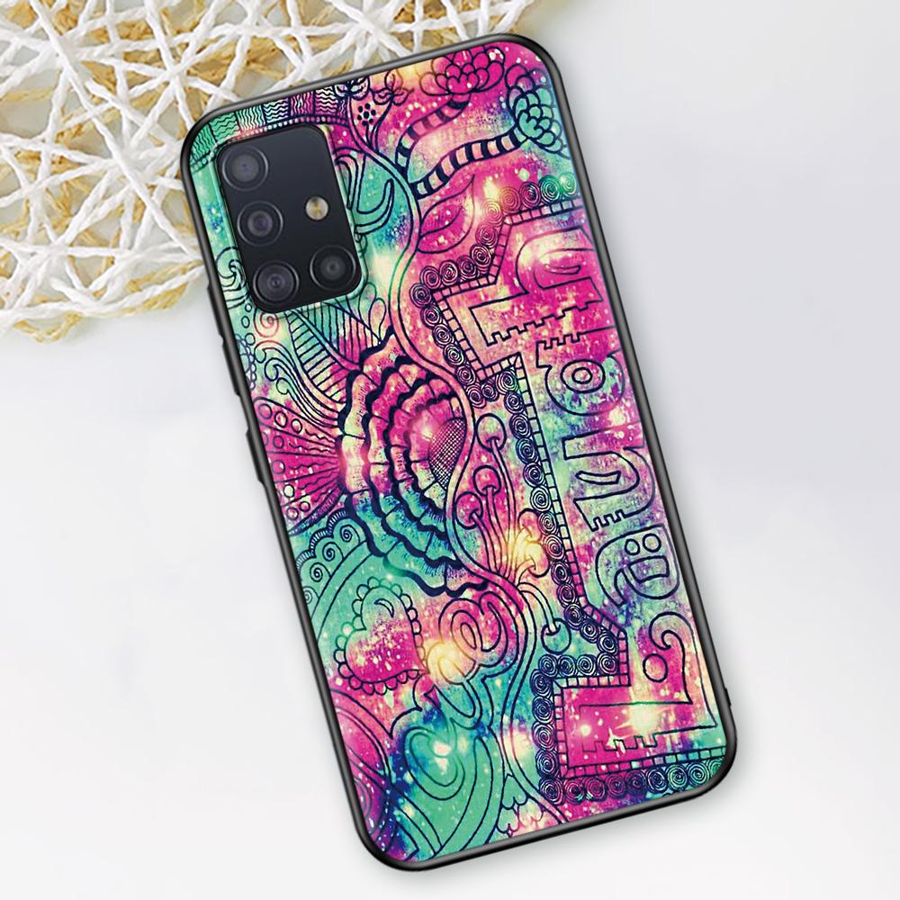 Mandala Sunflower Mandala Fall für Samsung Galaxy A51 A12 A21s A71 A52 A31 A32 A02s A72 A11 A41 A22 A01 Schwarz weiche Telefon Abdeckung