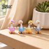 Desktop Decoration 4Pcs Mini Cartoon Duck Figurines, Cute Polka-dot Pajamas Statues, Multi-functional Car Accessory Macaron Animal Ornaments