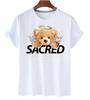 plus Size Trendy Teddy Bear Graphic Tee Casual Short-Sleeved T-Shirt Polyester Fabric Summer Top for Men
