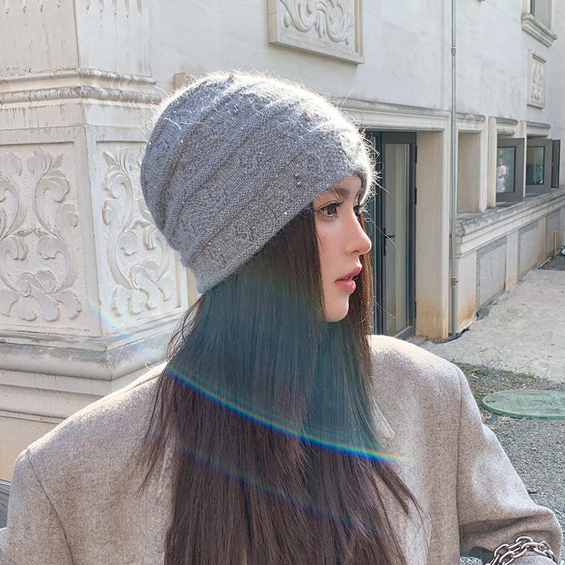 

Зимняя двухслойная теплая шапка Новая модная шапка из вязаной шерсти для среднего и пожилого возраста с защитой ушей One Size серый