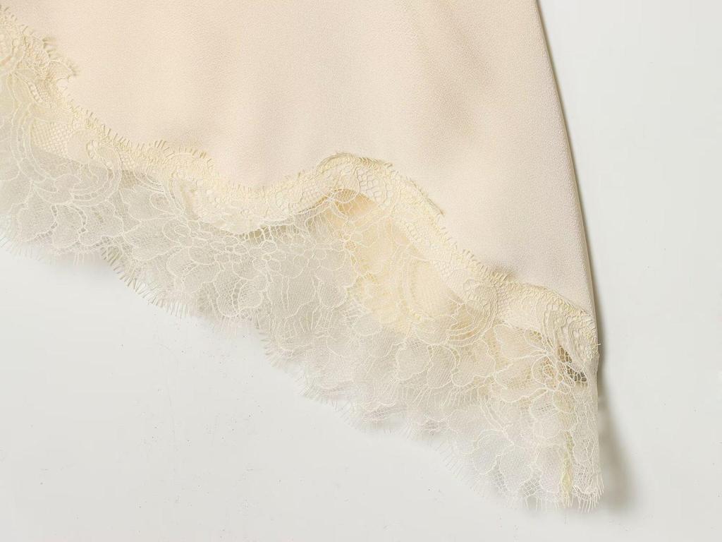 2026 Spring European & American Style Women's Satin Lace V-Neck Sleeveless Top