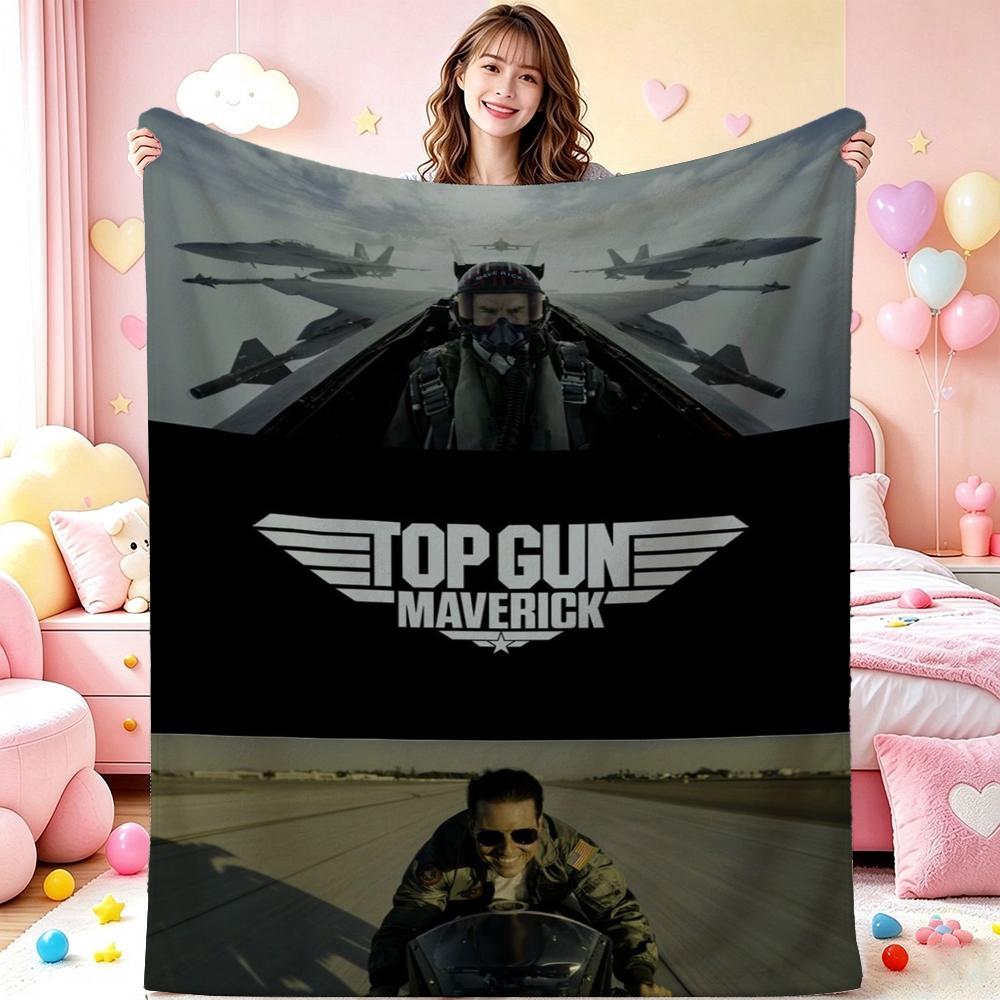 Top Gun Maverick Movie Poster Pattern Blanket Fluffy Plush Throw Blanket For Living Room Gaming Room Home Decor Holiday Gift