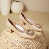 Thick heel single shoes women's 2025 new spring and autumn women's shoes low heel French square head shallow mouth soft leather rhinestone square bu
