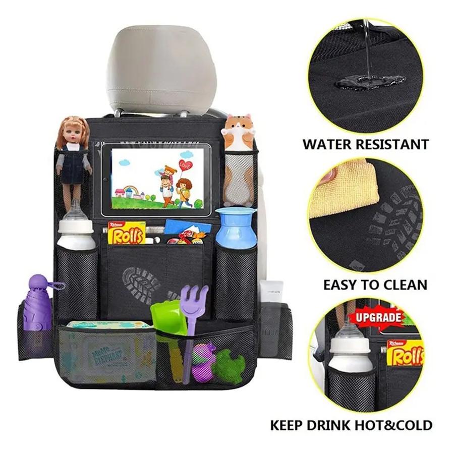 Car Seat Organizer Multifunctional Oxford Fabric Back Multi Pocket Storage Bag With Tablet Holder Protector For Kids