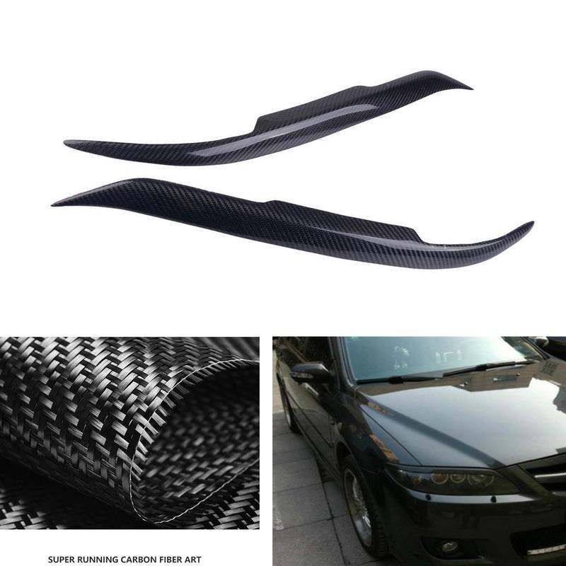 Car Front Head Lamp Headlight Eyebrow Sticker Headlamp Eyelid Trim Cover Brow Strip Carbon Fiber For Mazda 6 2003-2013