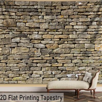 2D Rustic Stone Wall Backdrop, Vintage Brick Rock Wall Tapestry for Photo Booth