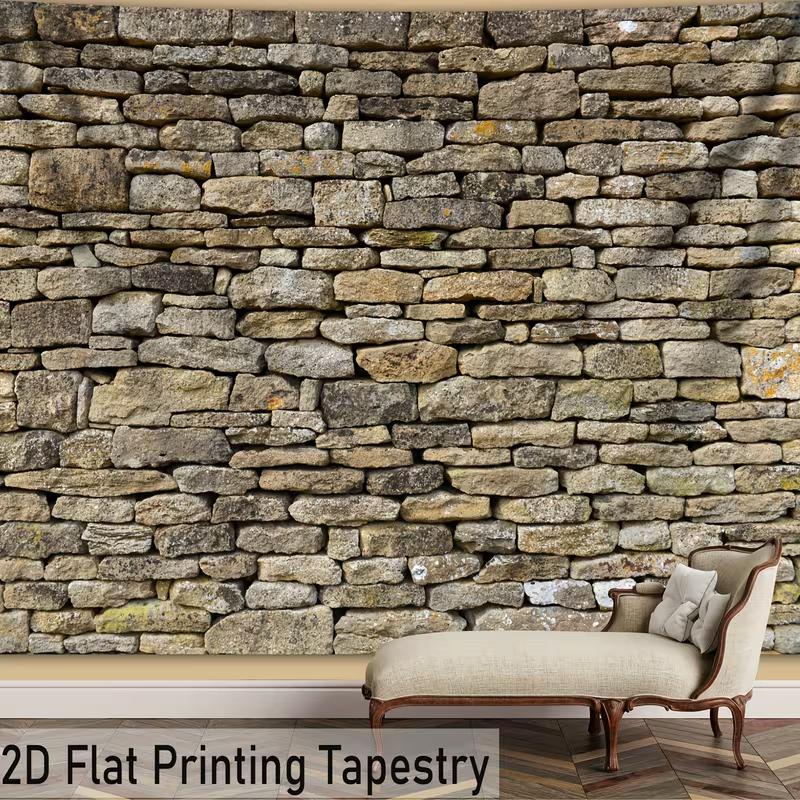 

2D Rustic Stone Wall Backdrop, Vintage Brick Rock Wall Tapestry for Photo Booth 47.2x31.5inch/120*80cm
