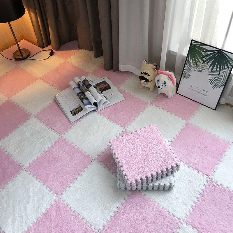 10/16Pcs Soft Plush Carpet Children Kids Rug Baby Game Play Mat Puzzle Carpet EVA Foam Interlocking Exercise Tiles Mat 30*30*1CM