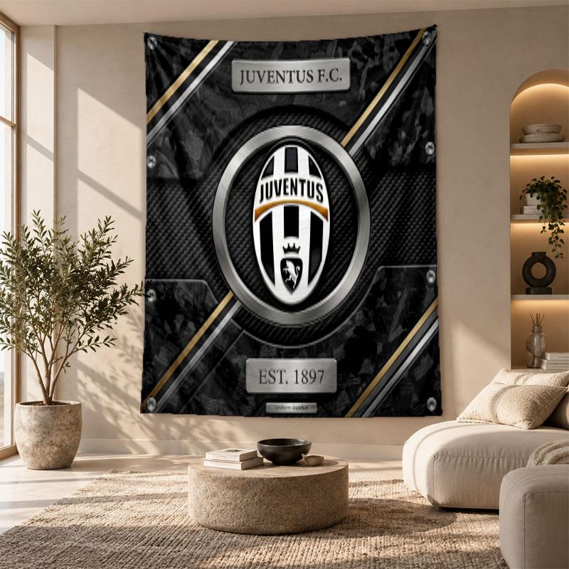 Decorative Tapestry,Juventus FC Printed Wall Art, Lightweight Wall Hanging For Bedroom Background