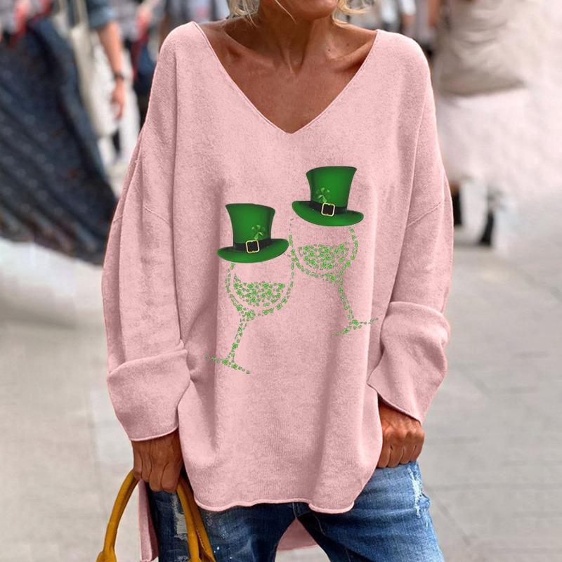 IHUASU Kadın Moda Günlük Uzun Kollu V Yaka Bluzlar ve Gömlekler
