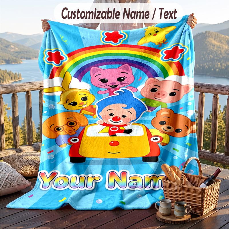 El Payaso Plim Plim Flannel Blanket, Personalized Custom Name Text, Soft Warm Plush Throw Blanket For Gift