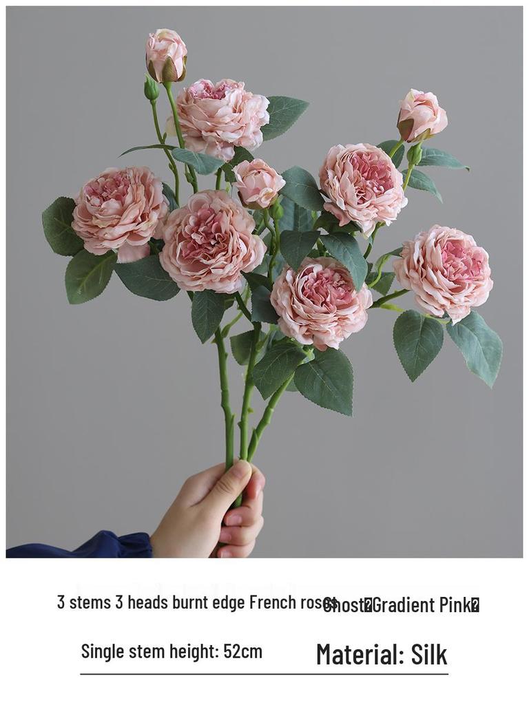 Composizione di Fiori Finti Rosa con Bordi Bruciati Retrò per Decorazione del Soggiorno o del Tavolo da Pranzo