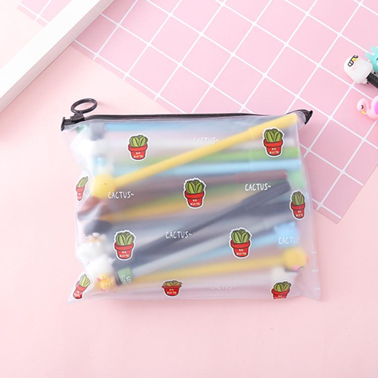 20-Piece Cartoon Gel Pen Set with Pencil Case - Black Ink 0.5mm